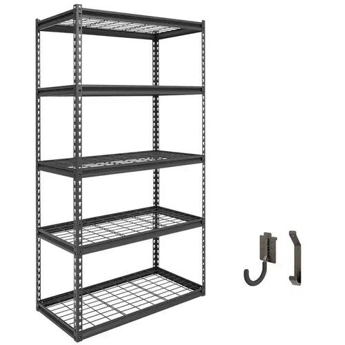 Atlas Shelving 5-Tier 36"x18"x72" Steel Boltless Shelving Load 4000lbs with Wire Deck Dark Gray