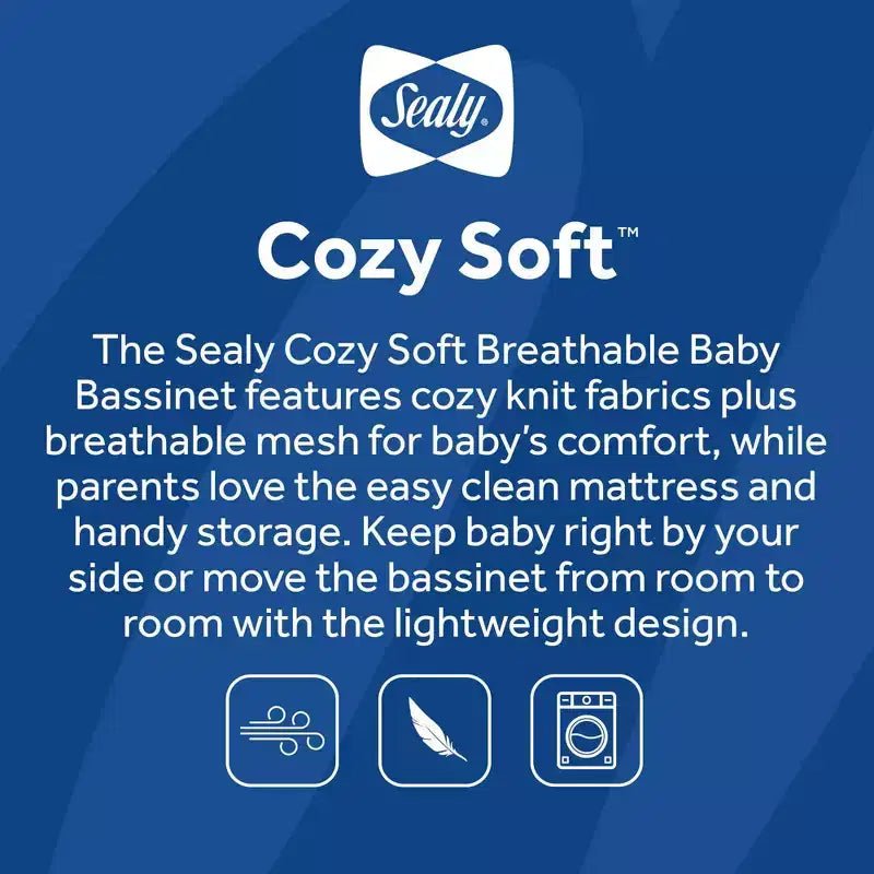 Soft Breathable Lightweight Bassinet - Gray