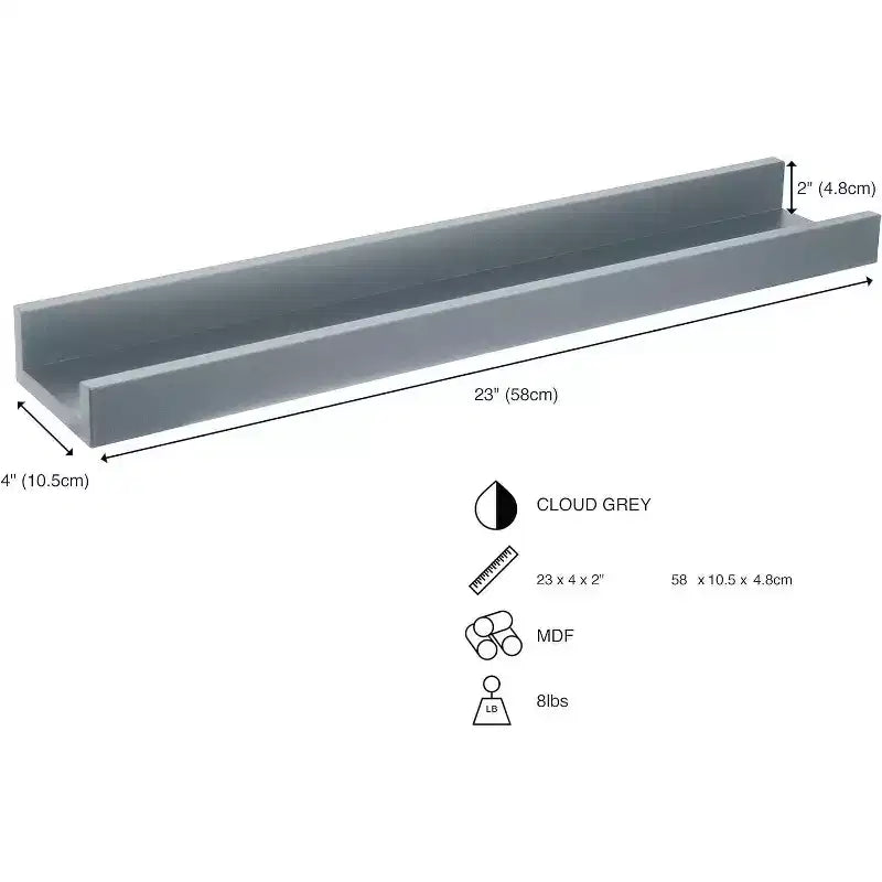 23"x4" Drea Wall Shelf Cloud Gray: MDF Floating Display, Includes Mounting Hardware