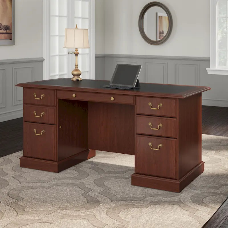 Bureau de direction Bush Furniture Saratoga avec tiroirs et rangements