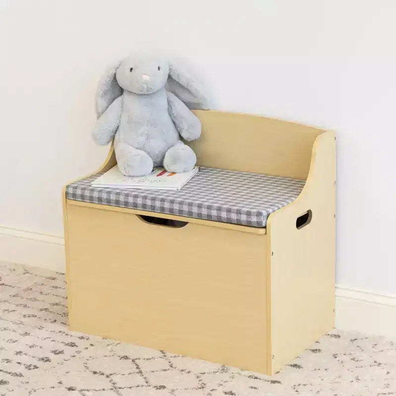Kids' Hinged Toy Chest Wood: MDF Frame, Steel Hardware, Bin Shelves, 1 Drawer, 1 Shelf