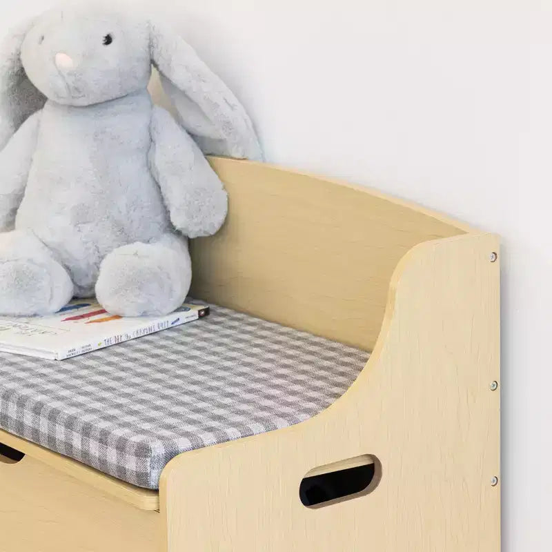 Kids' Hinged Toy Chest Wood: MDF Frame, Steel Hardware, Bin Shelves, 1 Drawer, 1 Shelf