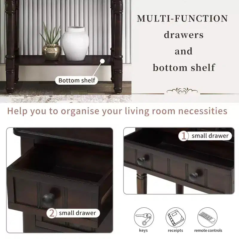 23.7 in. Rectangle Wood Console Table with 3 Drawers