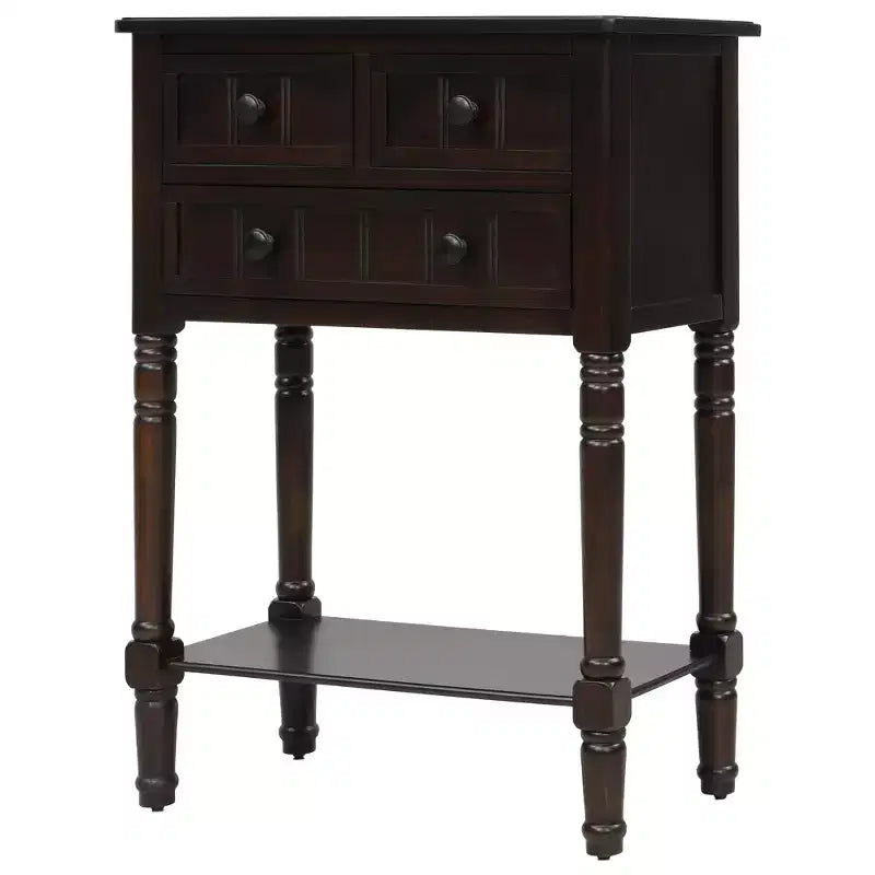 23.7 in. Rectangle Wood Console Table with 3 Drawers