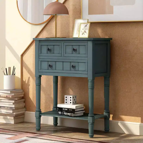 23.7 in. Rectangle Wood Console Table with 3 Drawers