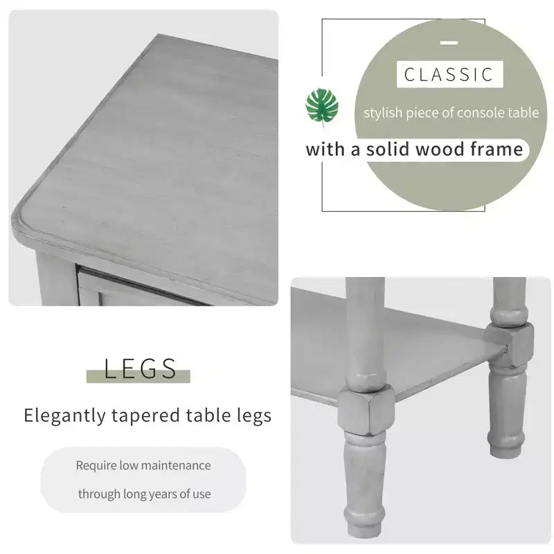 23.7 in. Rectangle Wood Console Table with 3 Drawers