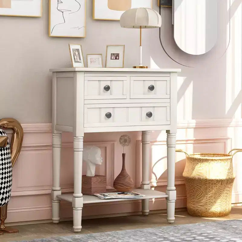 23.7 in. Rectangle Wood Console Table with 3 Drawers