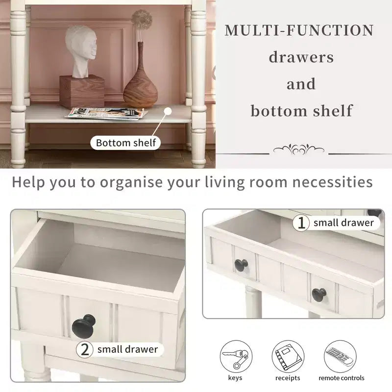23.7 in. Rectangle Wood Console Table with 3 Drawers