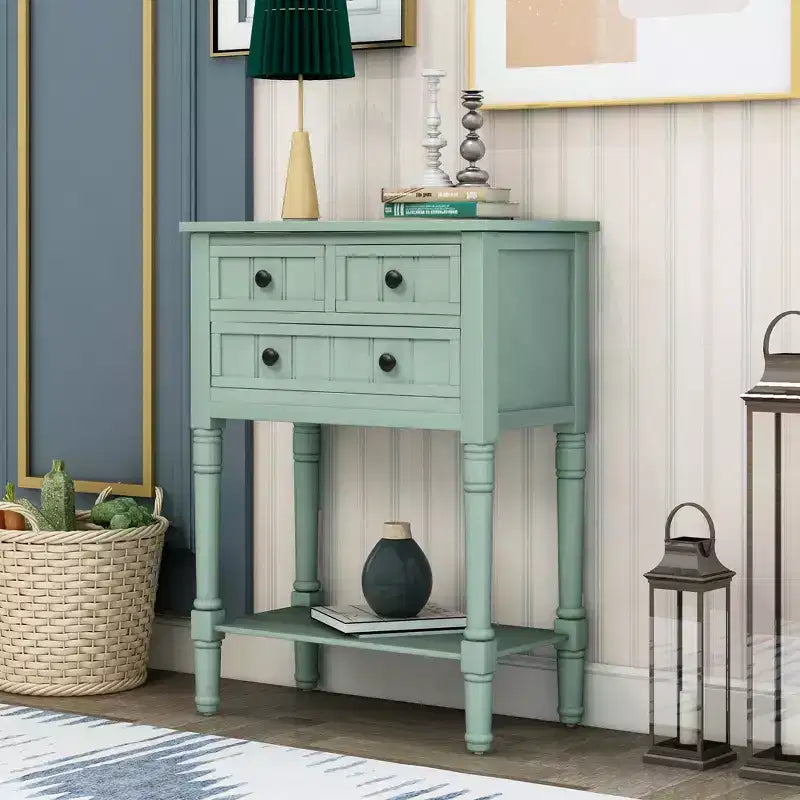 23.7 in. Rectangle Wood Console Table with 3 Drawers