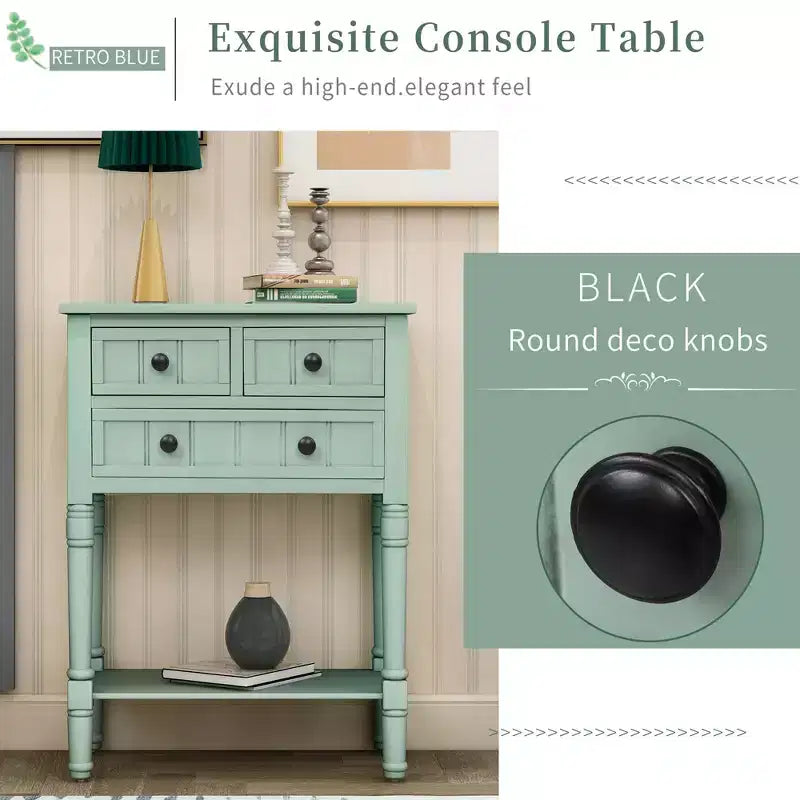 23.7 in. Rectangle Wood Console Table with 3 Drawers