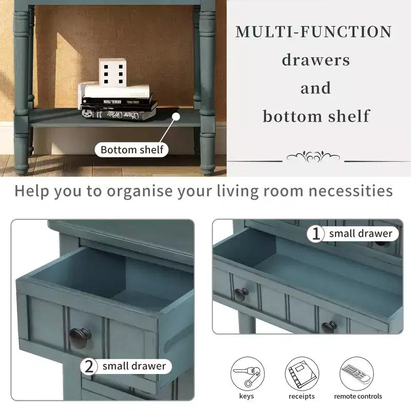 23.7 in. Rectangle Wood Console Table with 3 Drawers