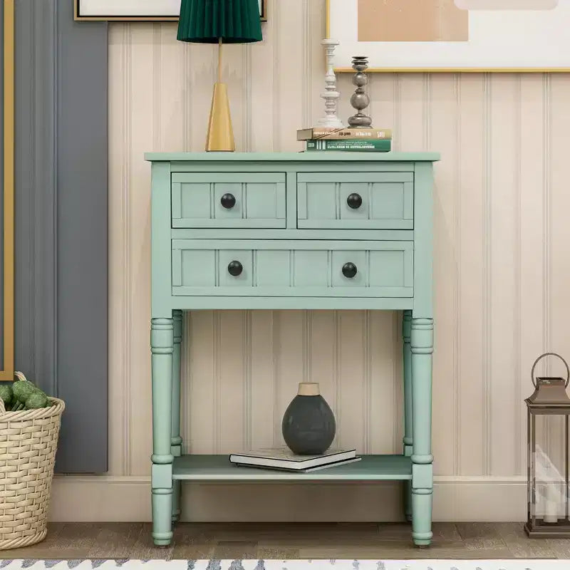 23.7 in. Rectangle Wood Console Table with 3 Drawers