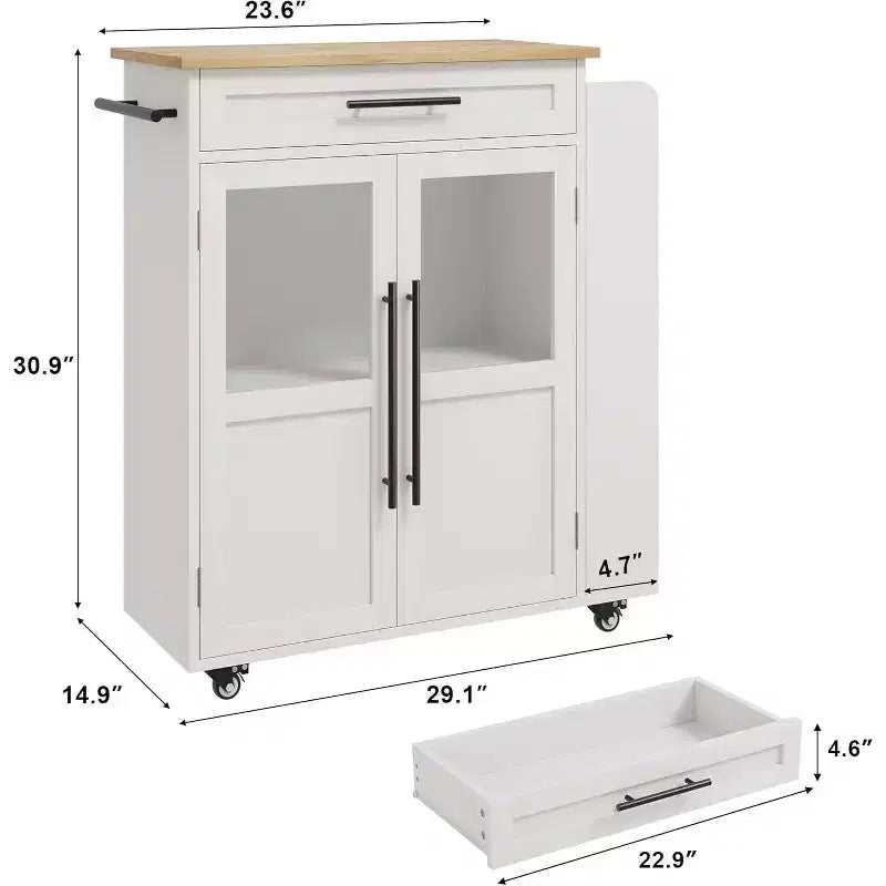 Kitchen Island Table On Wheels, Storage Island with Spice Rack and Drawer, Rolling Kitchen Cart On Wheels, for Home, Dining Room, Natural Oak