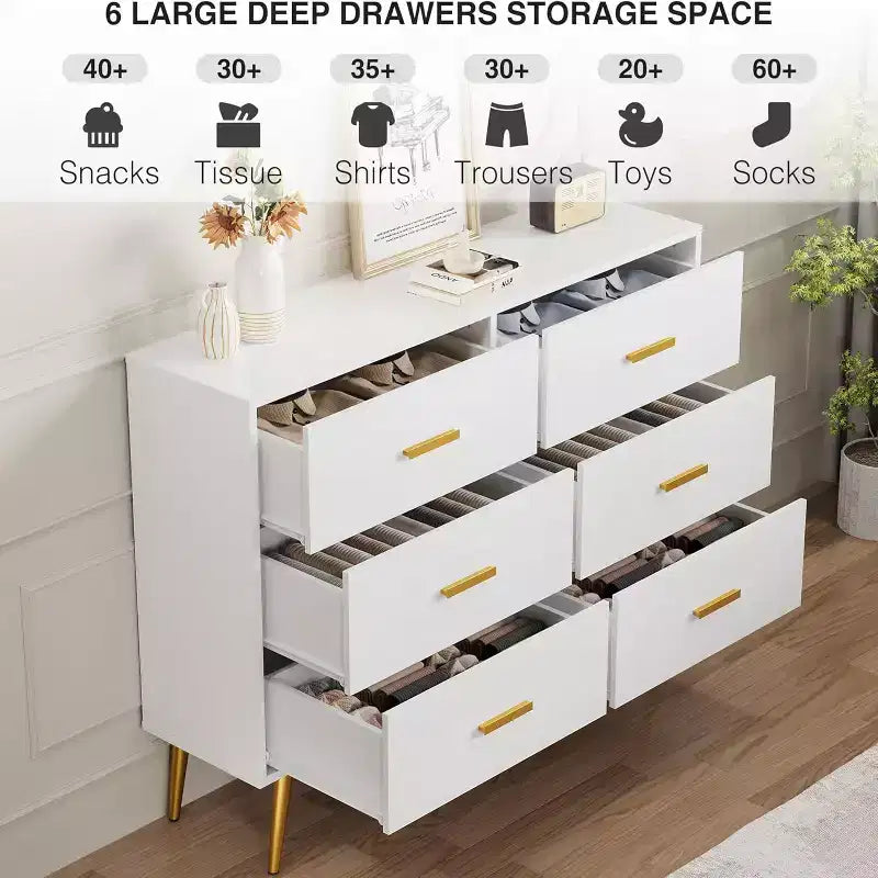 Bedroom wooden dressing table, chest of drawers with metal handles