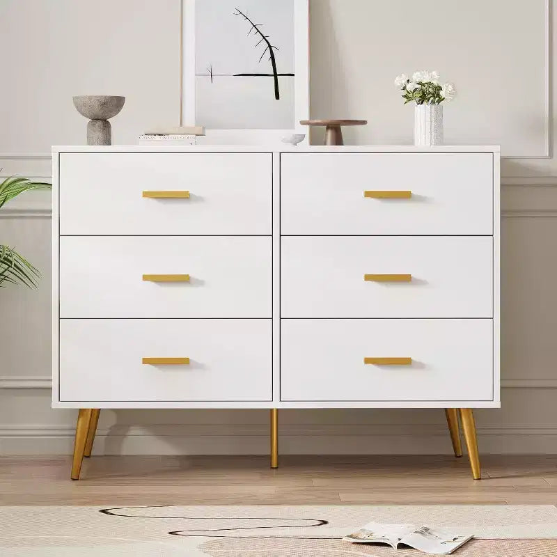 Bedroom wooden dressing table, chest of drawers with metal handles