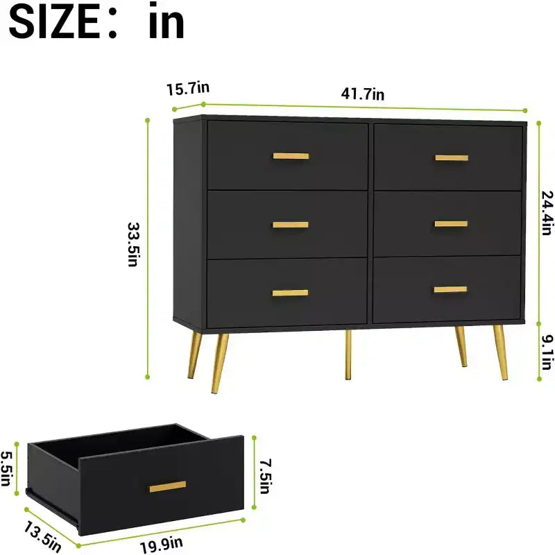Bedroom wooden dressing table, chest of drawers with metal handles
