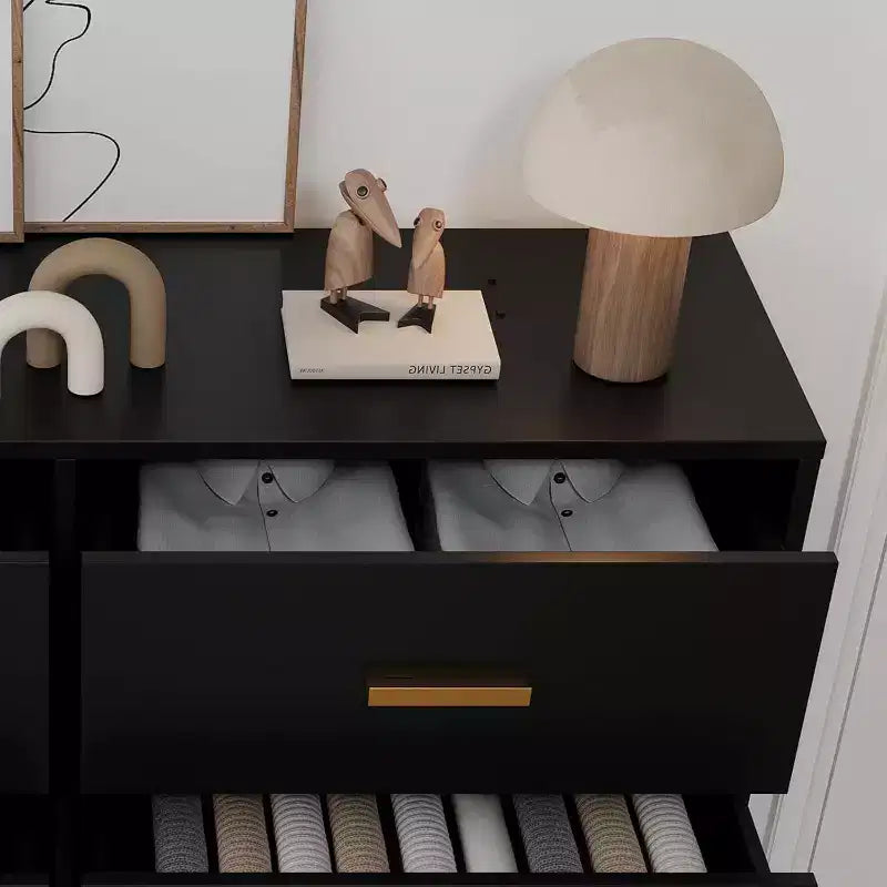 Bedroom wooden dressing table, chest of drawers with metal handles
