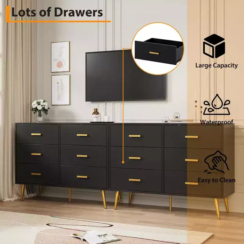 Bedroom wooden dressing table, chest of drawers with metal handles