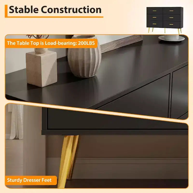 Bedroom wooden dressing table, chest of drawers with metal handles