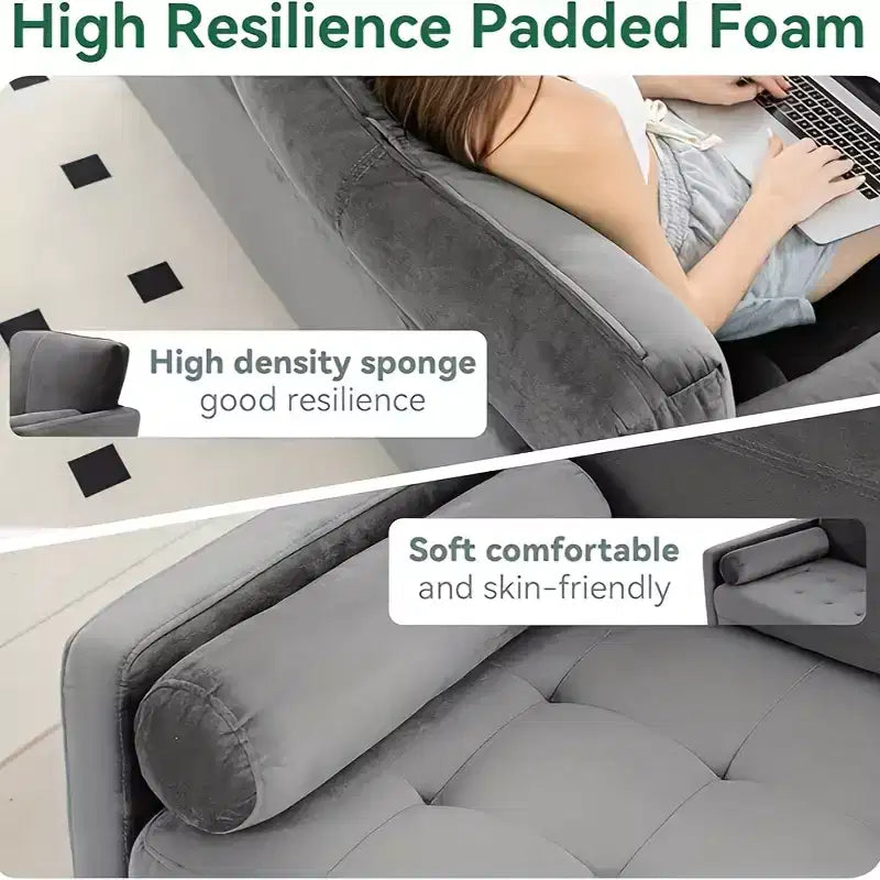 3-seater sofa, 68-inch velvet sofa with velvet cushion and pillow, Mid-century modern sofa, suitable for living room, apartment