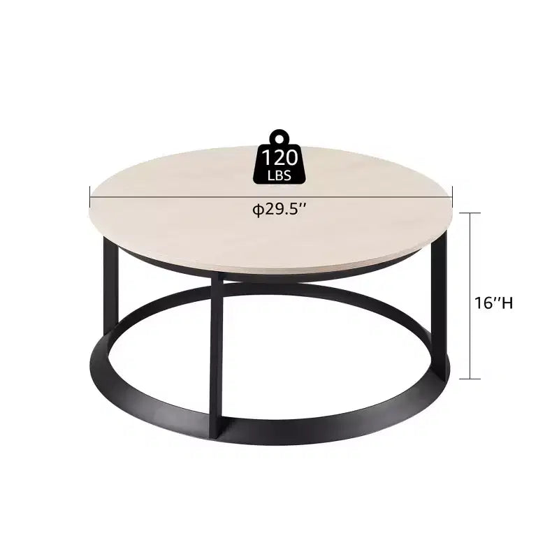 Rosary Blenn Round Coffee Table  Triangular Metal Frame