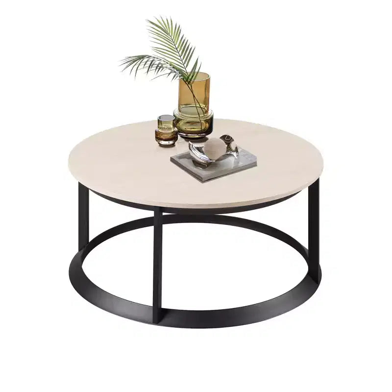 Round Coffee Table Triangular Metal Frame