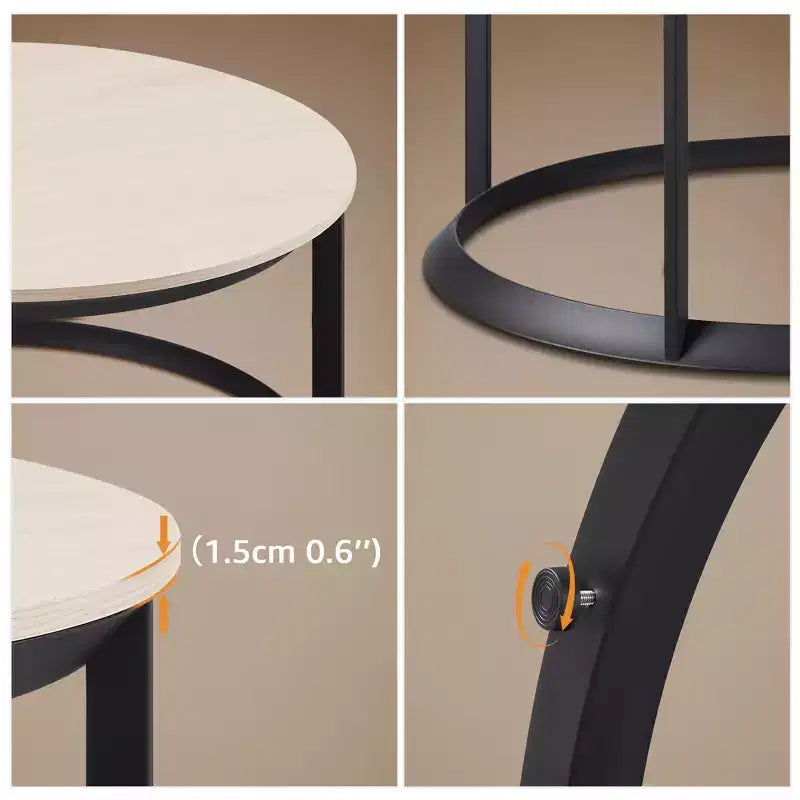 Round Coffee Table Triangular Metal Frame