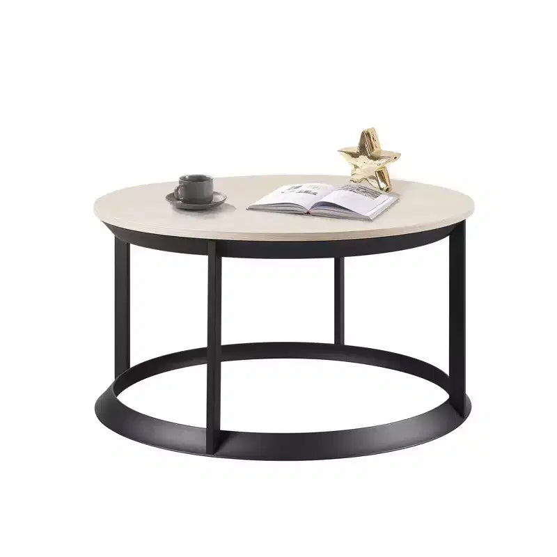 Round Coffee Table Triangular Metal Frame