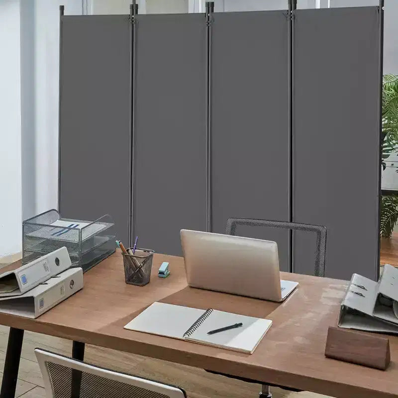 Room Divider, 4 Panel Room Dividers and Folding Privacy Screens, Fabric Partition Room Dividers for Office, Bedroom, Dining Room, Light Gray