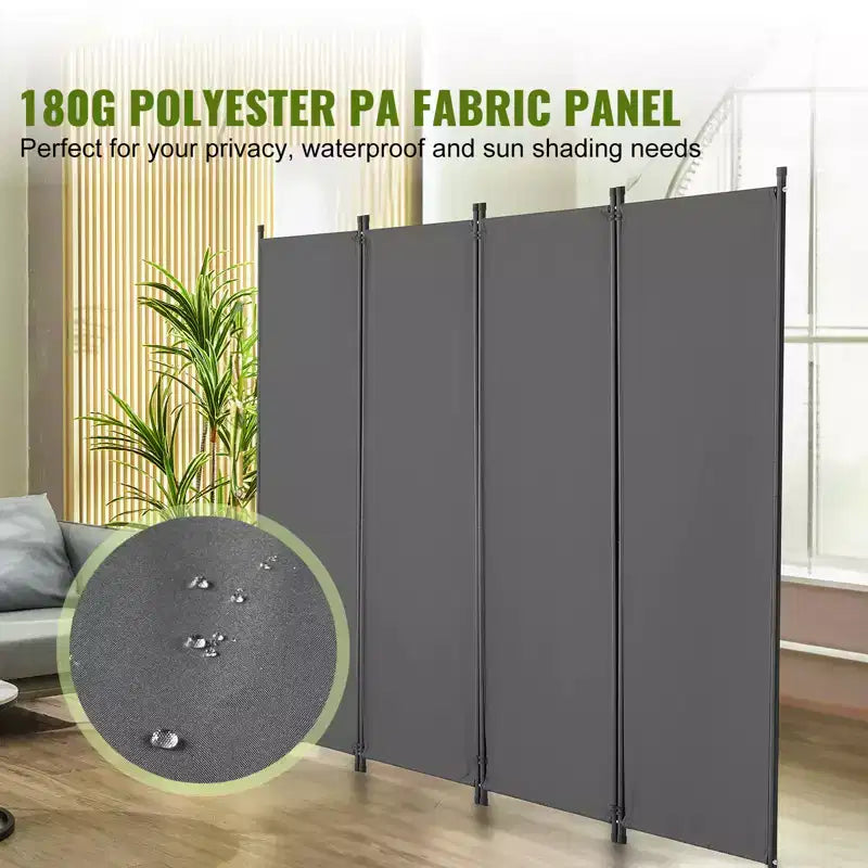 Room Divider, 4 Panel Room Dividers and Folding Privacy Screens, Fabric Partition Room Dividers for Office, Bedroom, Dining Room, Light Gray