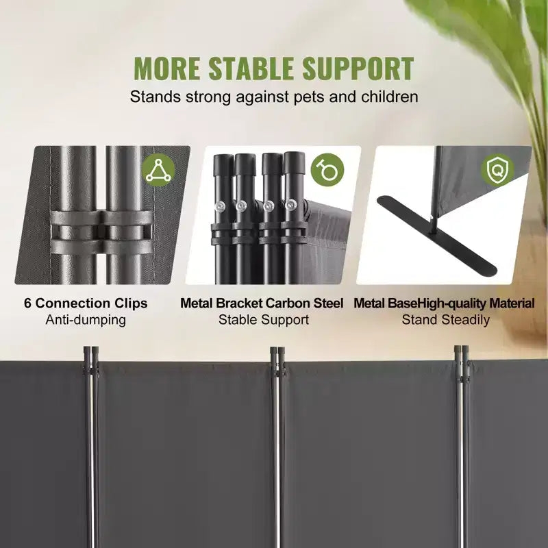 Room Divider, 4 Panel Room Dividers and Folding Privacy Screens, Fabric Partition Room Dividers for Office, Bedroom, Dining Room, Light Gray