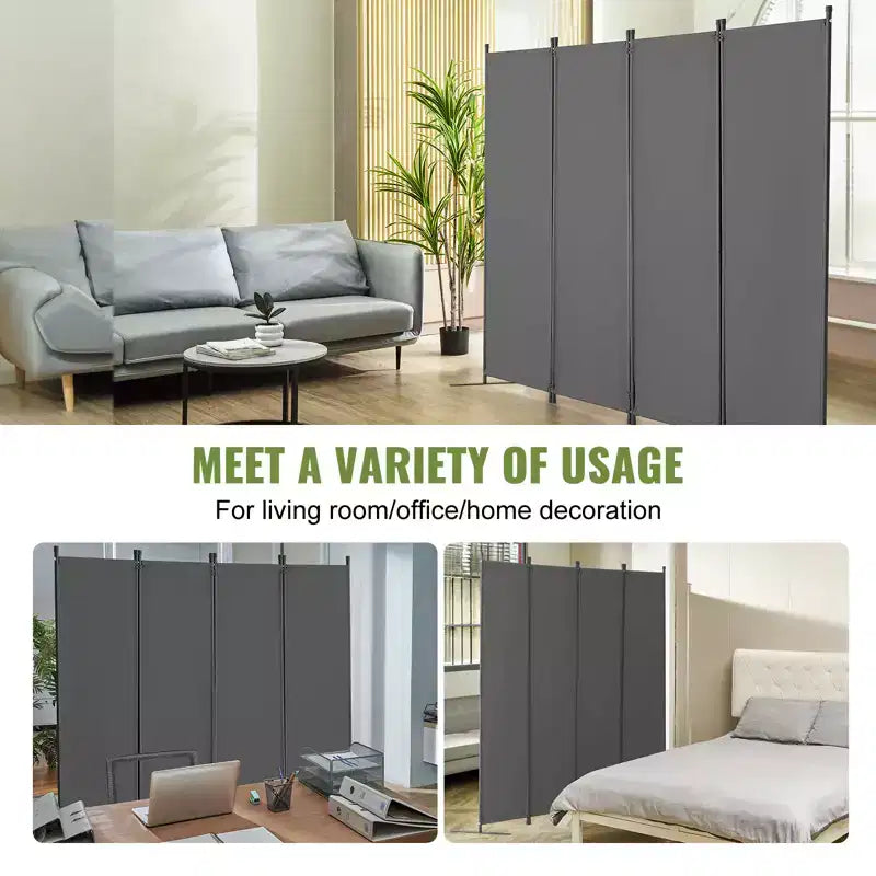 Room Divider, 4 Panel Room Dividers and Folding Privacy Screens, Fabric Partition Room Dividers for Office, Bedroom, Dining Room, Light Gray