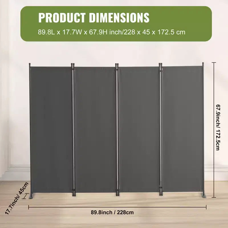 Room Divider, 4 Panel Room Dividers and Folding Privacy Screens, Fabric Partition Room Dividers for Office, Bedroom, Dining Room, Light Gray