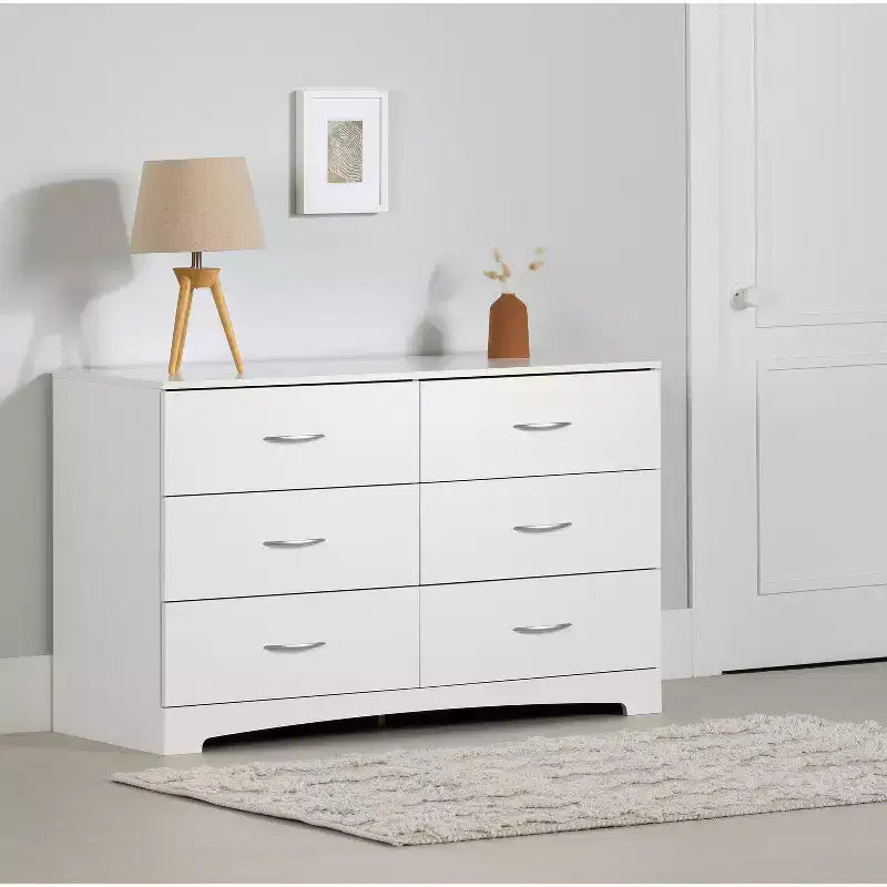6.5 in.H Particle Board Horizontal Dressers with 6 - Drawers in White Finish