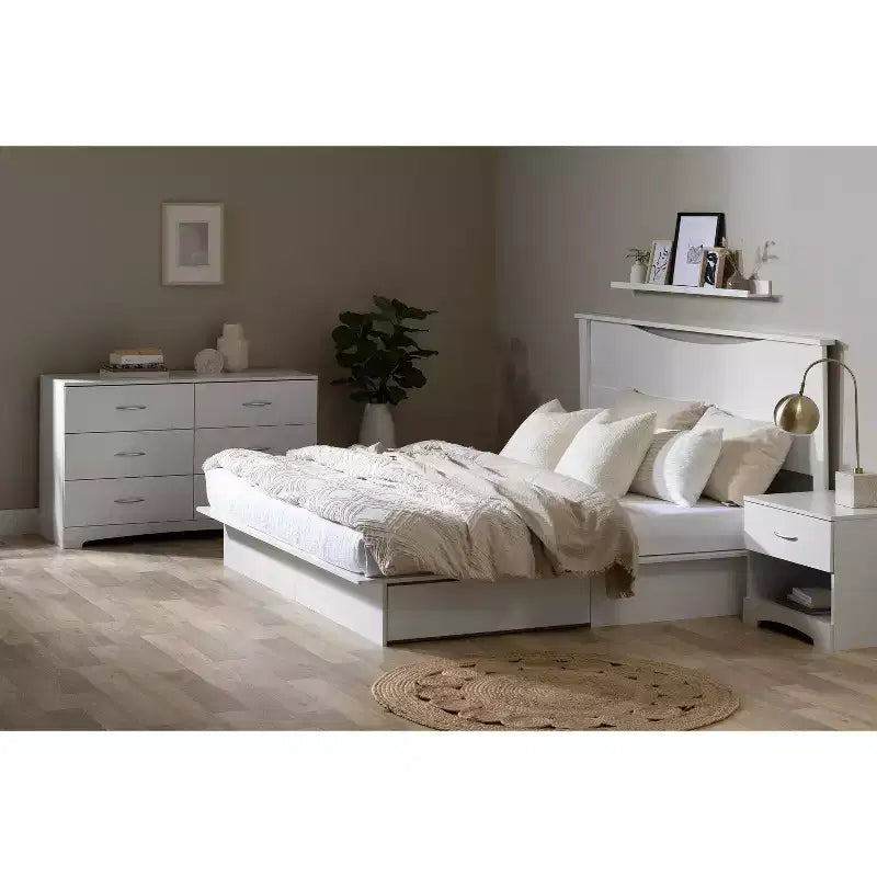 6.5 in.H Particle Board Horizontal Dressers with 6 - Drawers in White Finish