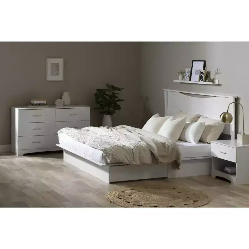 6.5 in.H Particle Board Horizontal Dressers with 6 - Drawers in White Finish
