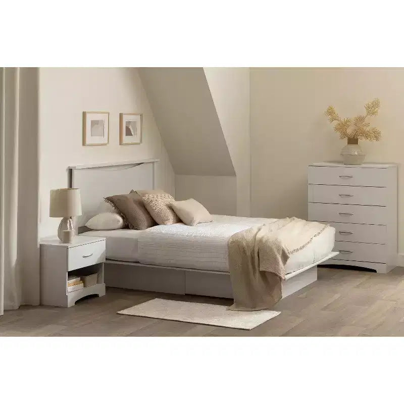 7 in.H Particle Board Vertical Dressers with 5 - Drawers in White Finish