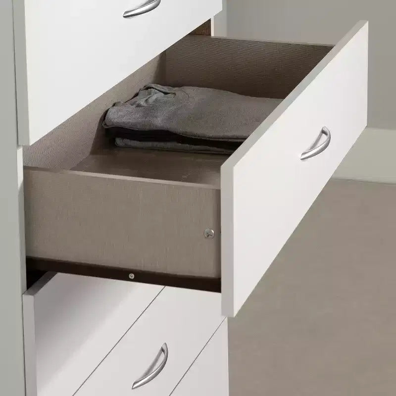 7 in.H Particle Board Vertical Dressers with 5 - Drawers in White Finish