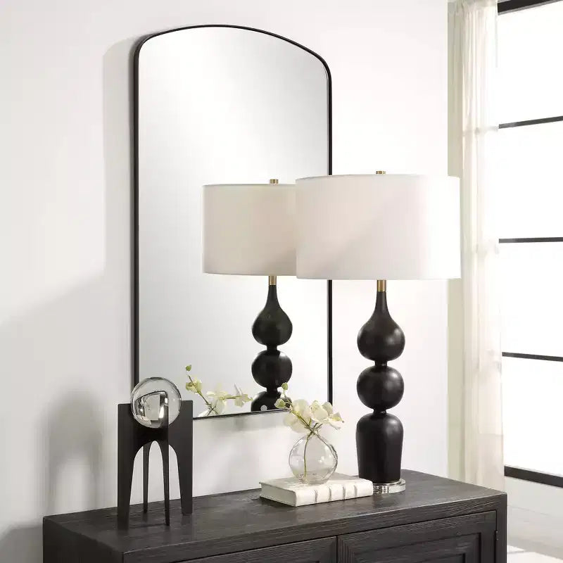 Matte Black 24 x 40 Arch Wall Mirror