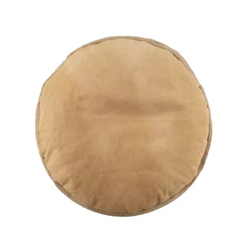 16 Tan Cotton Cylinder Striped Pouf Ottoman