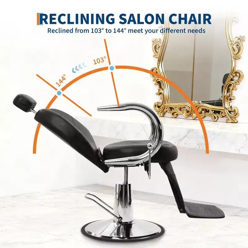 360 Swivel Reclining Salon Chair, Adjustable Headrest, High-Density Sponge Cushion, Lounge Chair, for Home, Living Room
