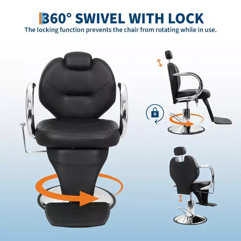 360 Swivel Reclining Salon Chair, Adjustable Headrest, High-Density Sponge Cushion, Lounge Chair, for Home, Living Room