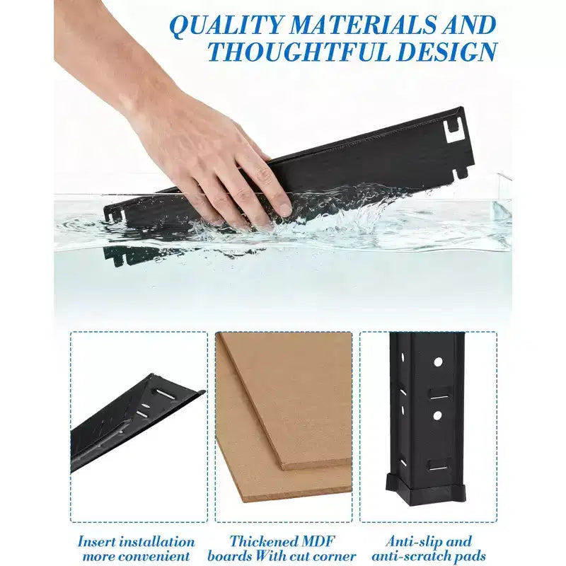 5-Tier Steel Garage Shelf Carbon Steel Frame with MDF Boards, 180kg per Tier, Adjustable Storage Rack for Basement & Pantry