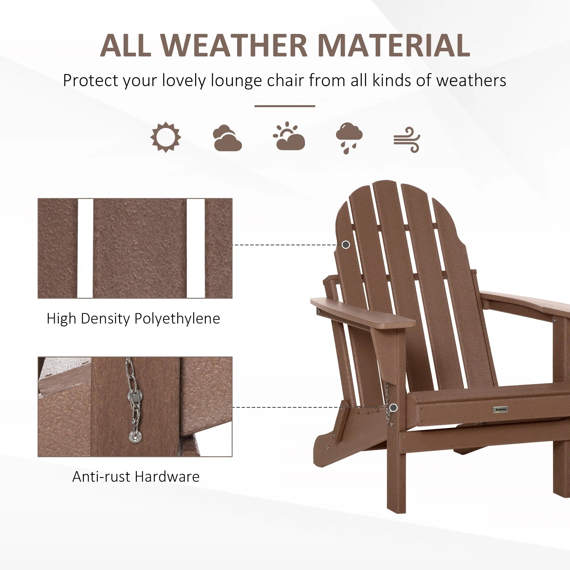 Chaise Adirondack pliante, chaises longues de plage en plastique HDPE toutes saisons pour terrasse et mobilier de jardin