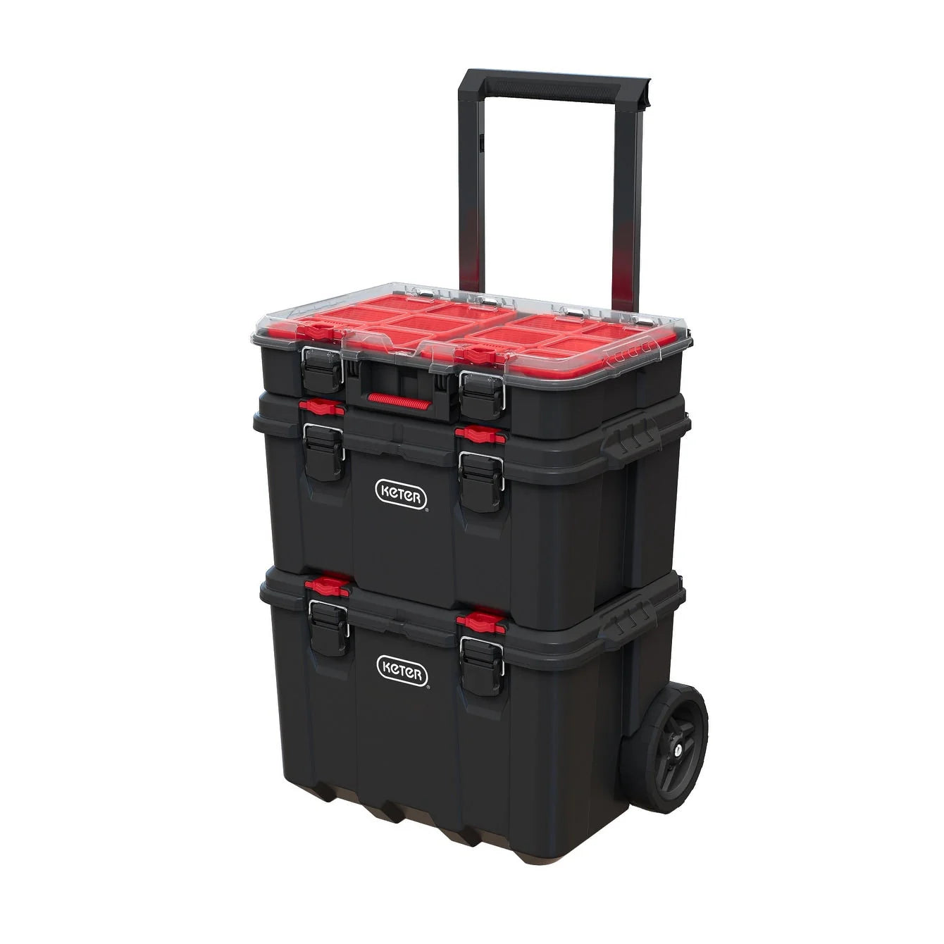 Keter Stack-n-Roll – Système modulaire 3 pièces de rangement et d'organisation d'outils mobile en résine durable