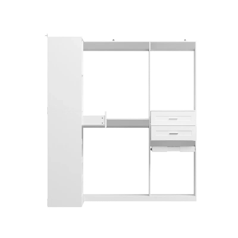 Armoire d'angle avec 2 tringles, un porte-pantalons et un rangement à chaussures