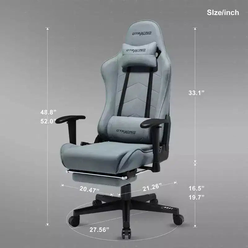 Gaming Chair with Footres Ergonomic Recliner Office Chair with Lumbar Support Blue