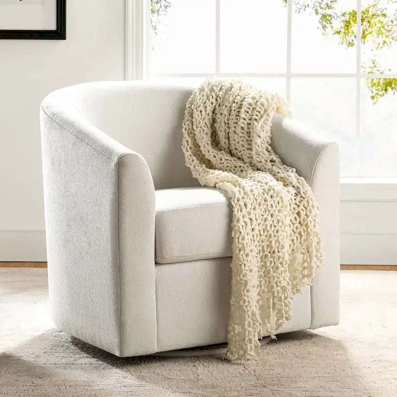Fauteuil Cuenca moderne en tissu avec piètement pivotant
