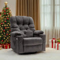 Fauteuil inclinable, pivotant et coulissant électrique avec porte-gobelets et ports USB, en tissu, une place