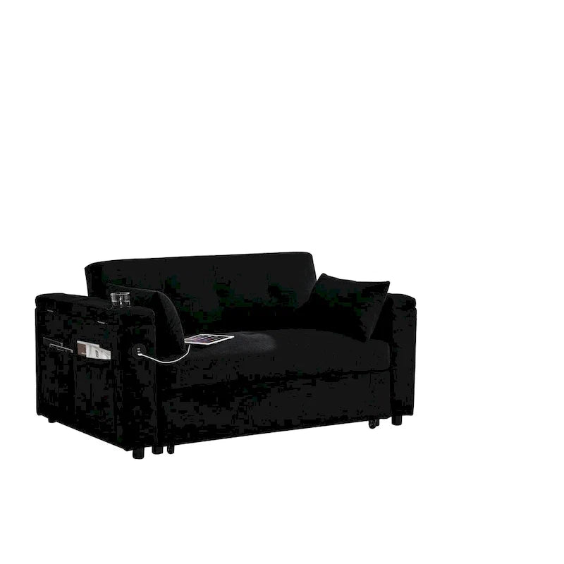 Canapé convertible 54 pouces avec lit gigogne, double assise, fonction relax